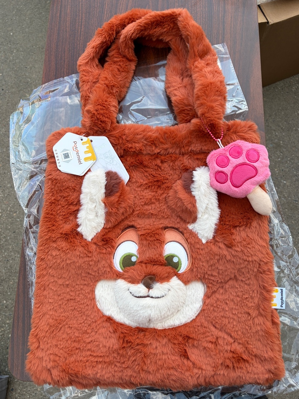 Disney Zootopia Nick Wilde Potdemiel Plush Furry Tote Shoulder Bag NWT